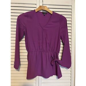 THE LIMITED Women's Size XS Xsmall Shirt Blouse NEW Purple Criss-Cross Tie Front